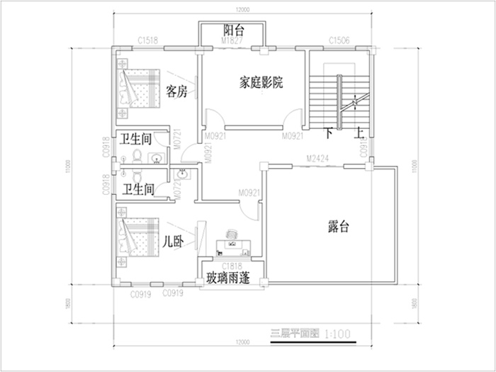 130平方米自建别墅户型图