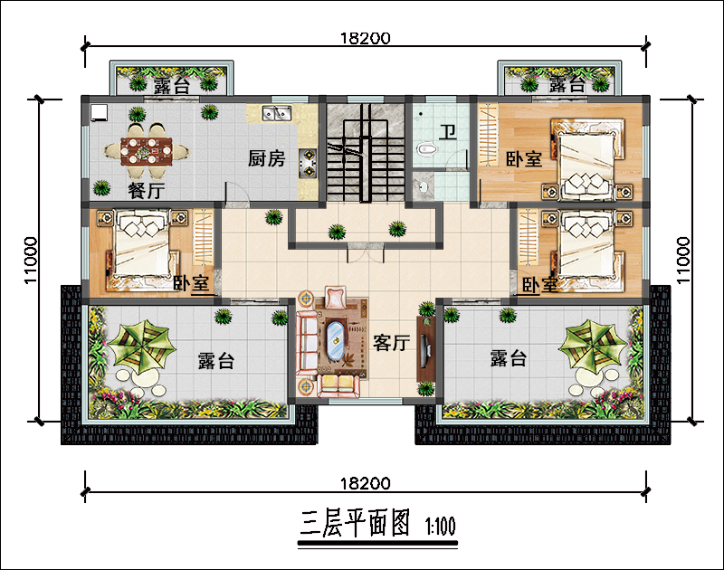 农村双拼别墅平面图