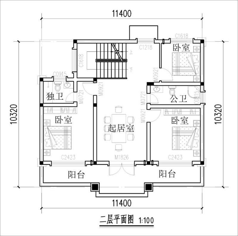 20万农村小别墅二层效果图