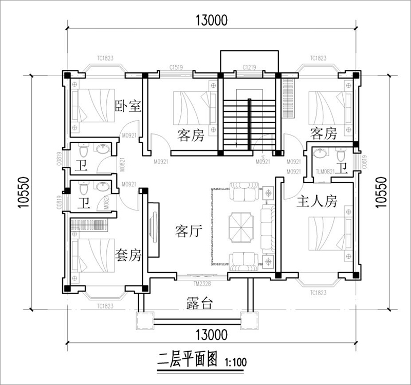 小别墅农村二层平面图