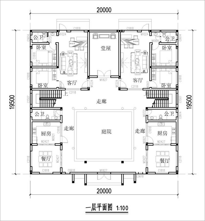 农村四合院一层户型图