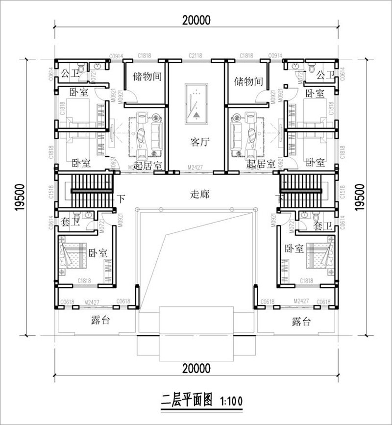 农村四合院二层户型图