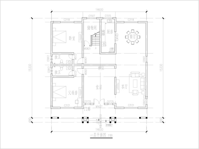 现代简约风格自建房平面图