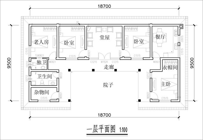 农村自建一层小别墅平面图