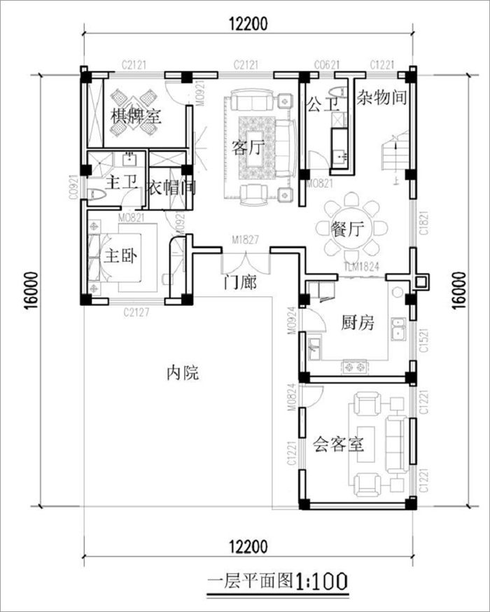 中式庭院别墅平面图