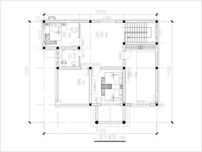 农村二层自建房平面图