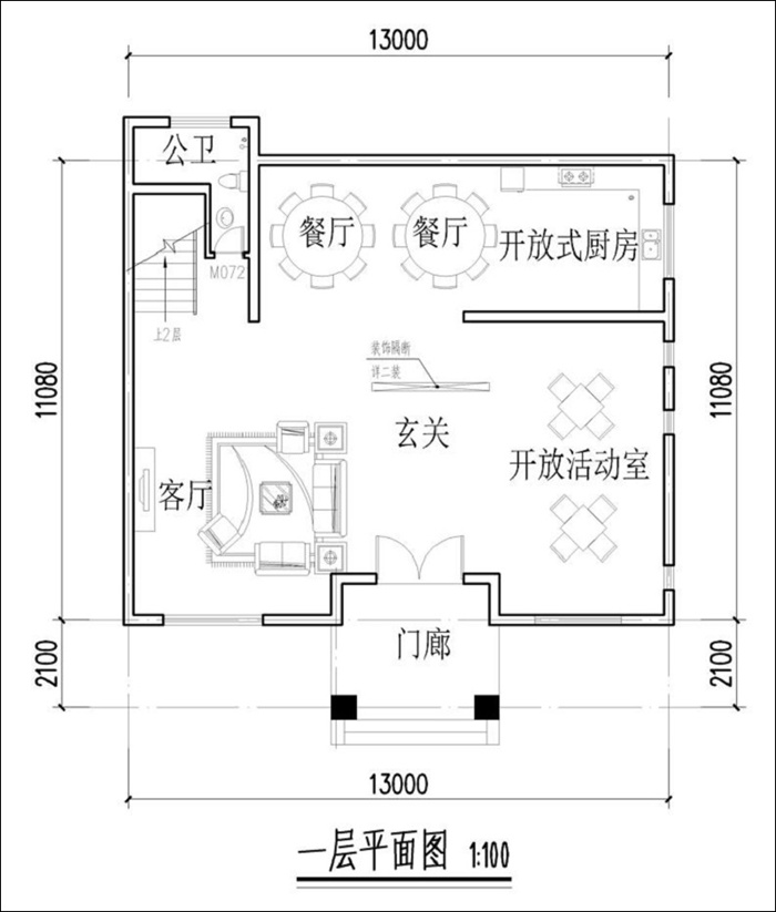 三层平屋顶自建房平面图