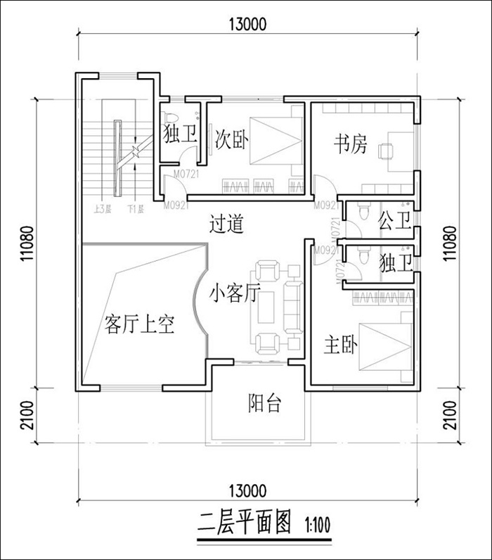 农村自建房三层平屋顶户型图
