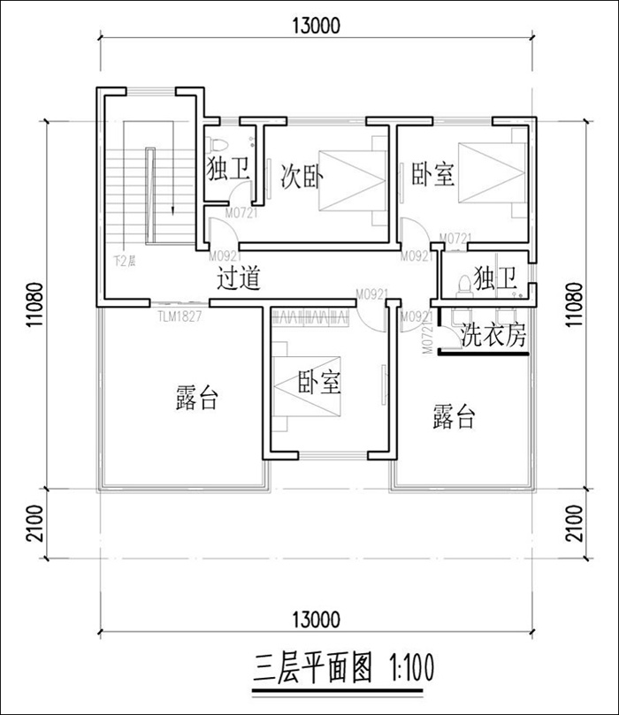 农村三层平面自建房平面图