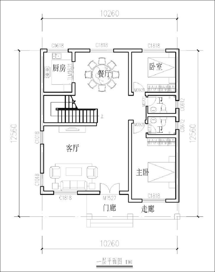 10x12米农村别墅平面图