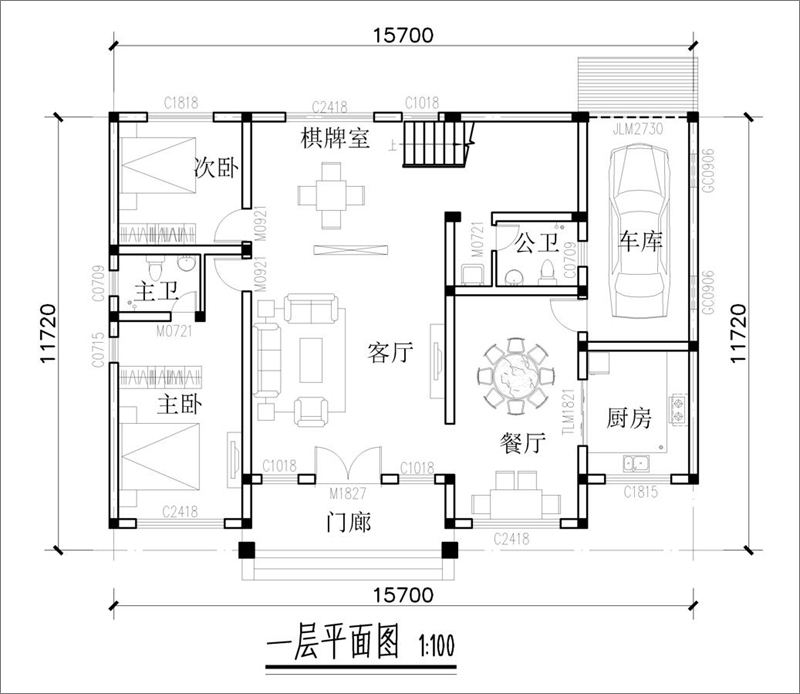 新中式二层小别墅平面图