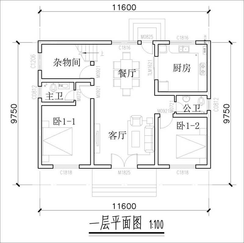 三层楼房一层平面图