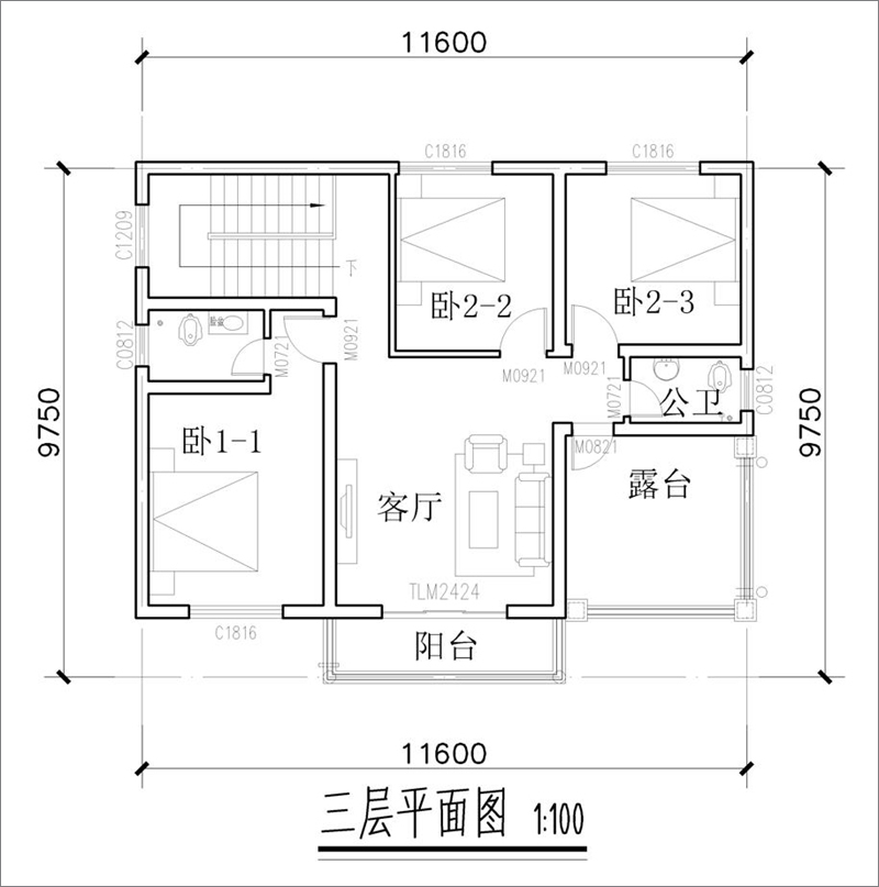 农村三层楼房平面图