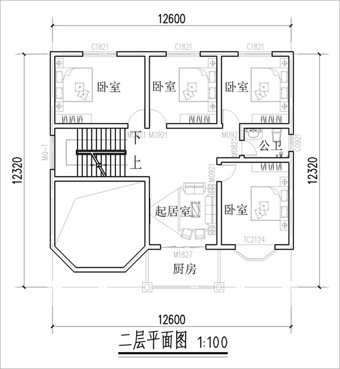 农村二层小别墅平面图