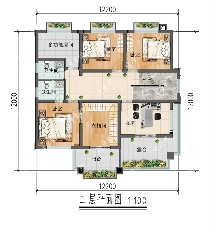 农村自建房二层图纸二层平面户型图