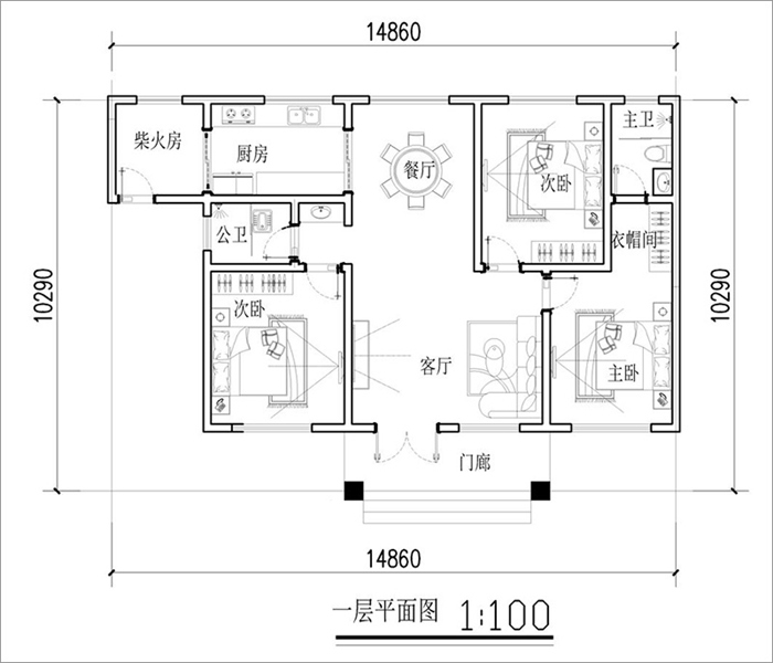 农村160平米一层户型图图片