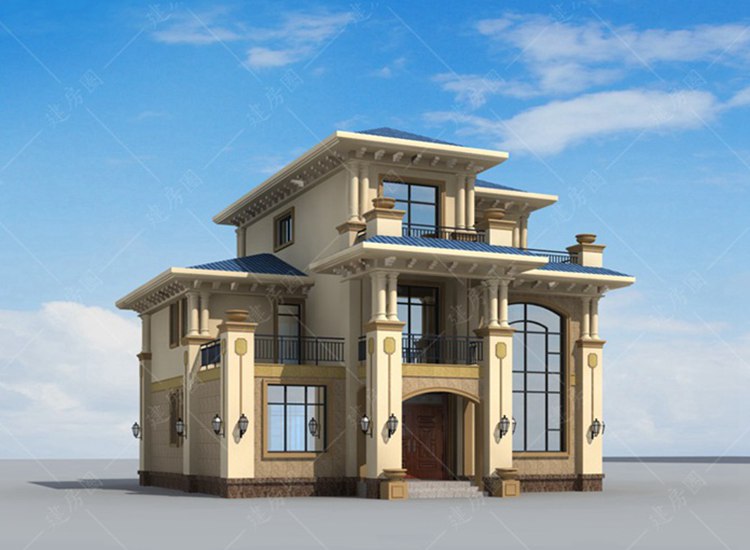 12米x14米自建房三层设计图，豪华大气，屋顶错落有致 
