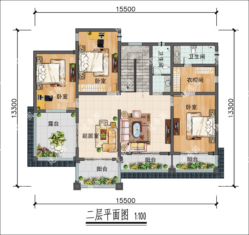 农村四间自建房二层户型图