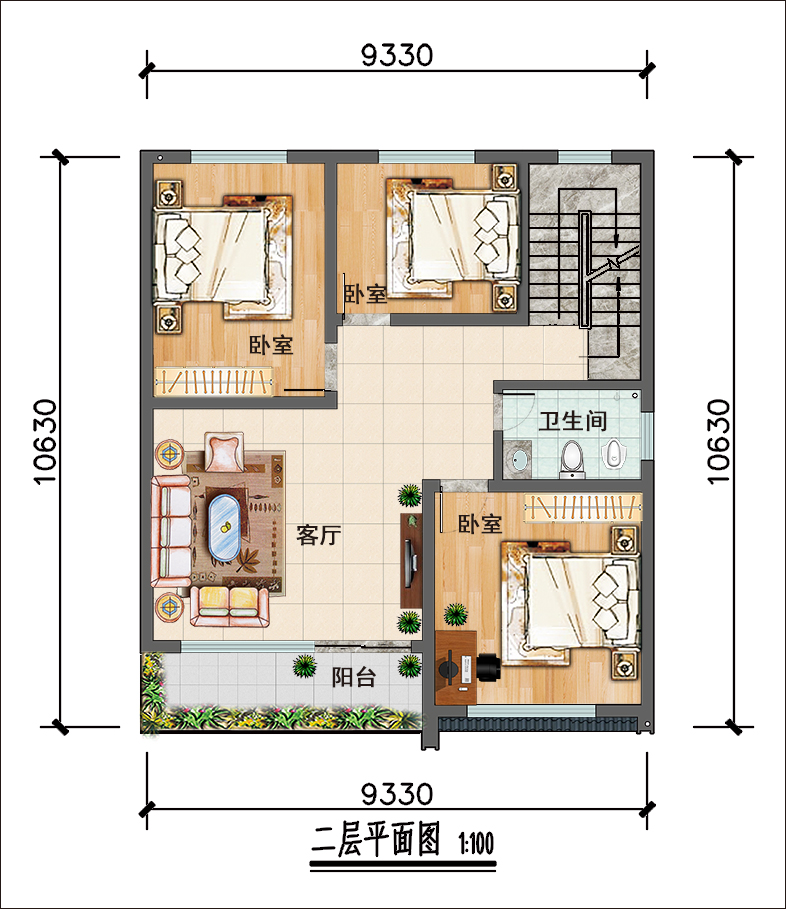 面宽9米自建房平面图