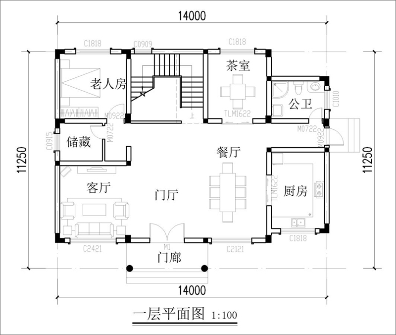 三层农村自建房屋设计户型图