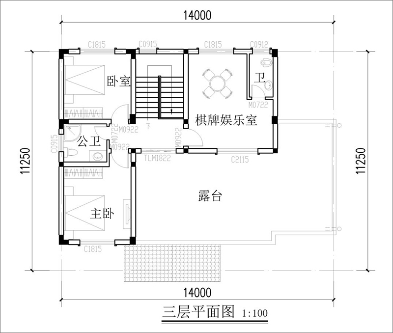 农村自建房屋三层平面图