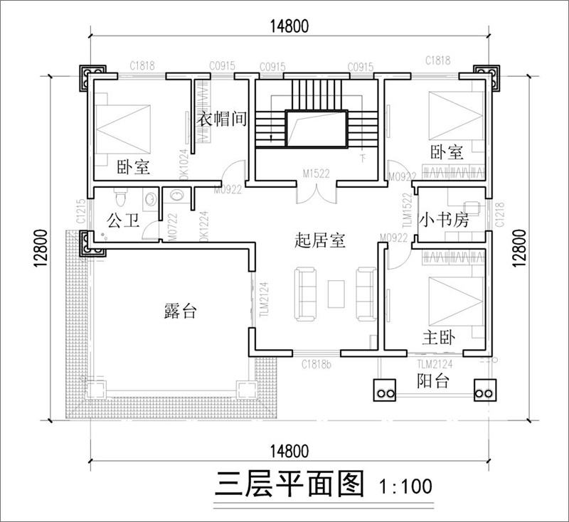 三层自建房平面图