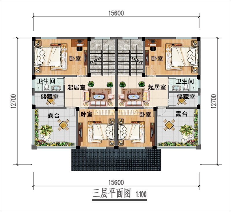 农村双拼别墅平面图