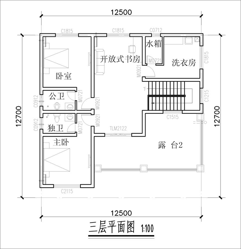 三层乡村别墅户型平面图