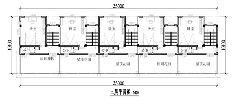 联排别墅三层户型图