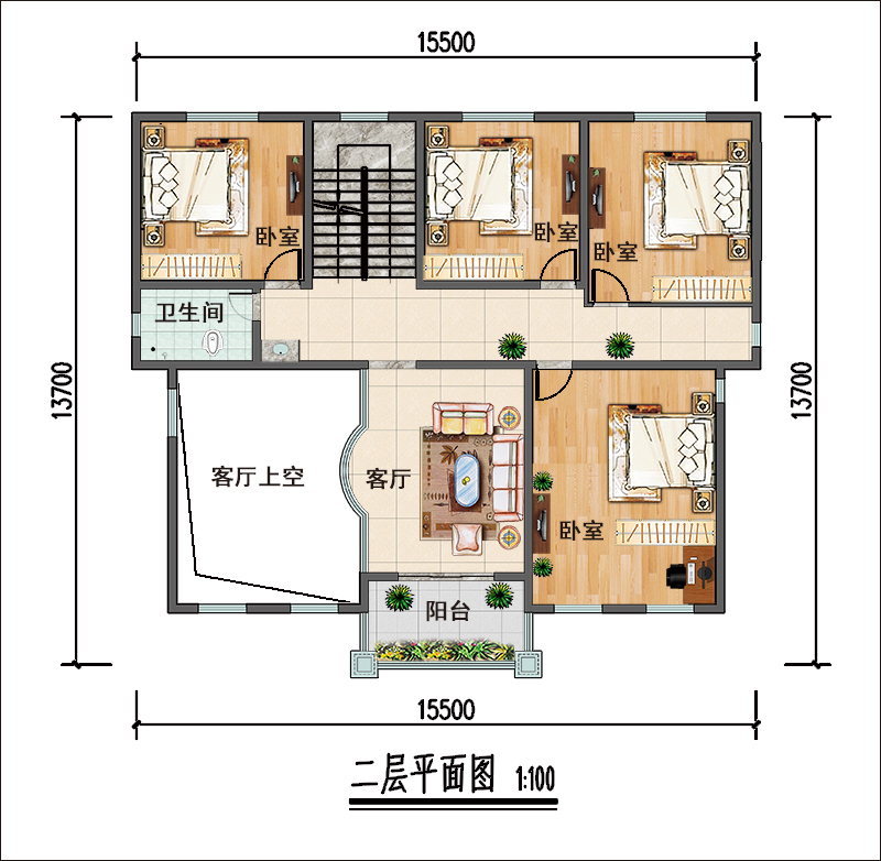 农村三层半自建房平面布局图