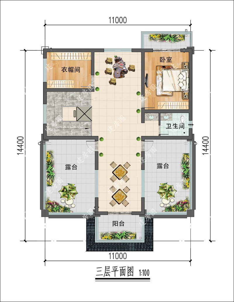 农村自建房三层平面图