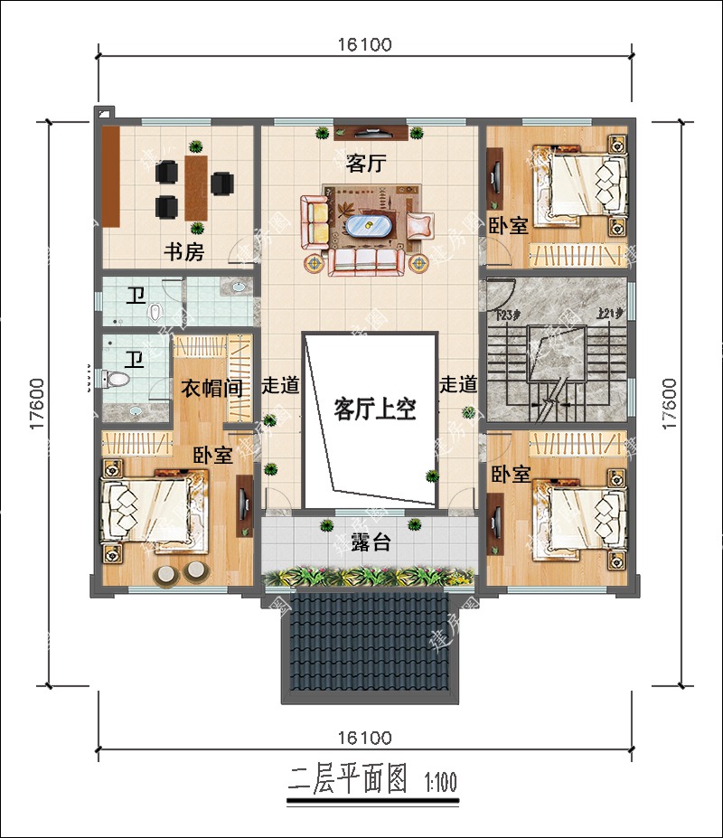 新中式别墅二层户型图