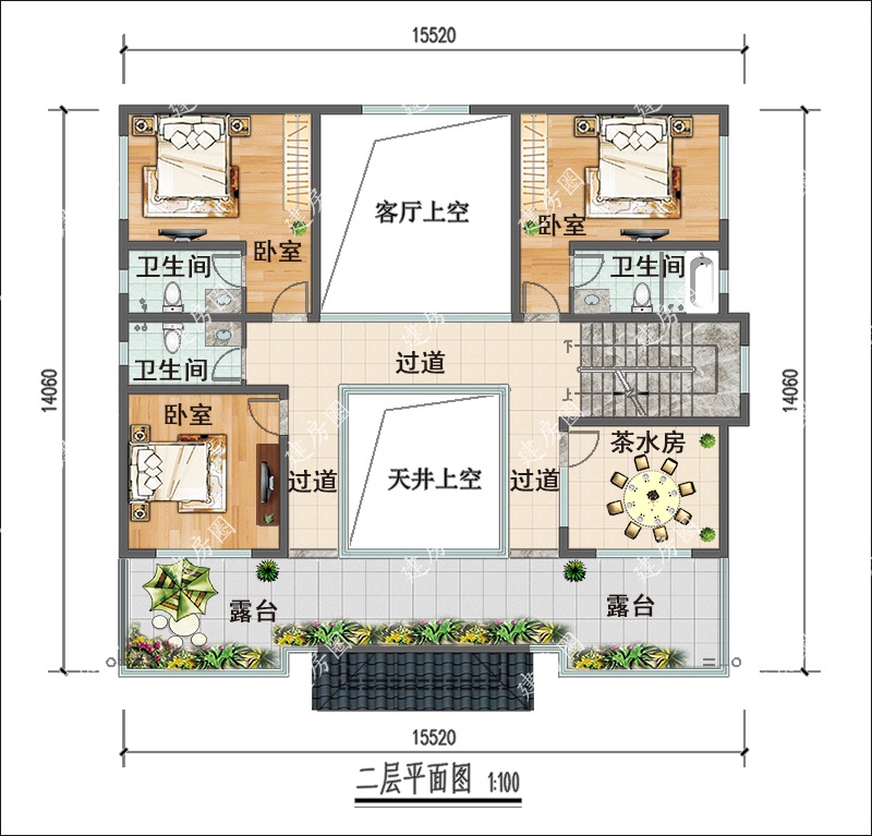 二层四合院设计平面图