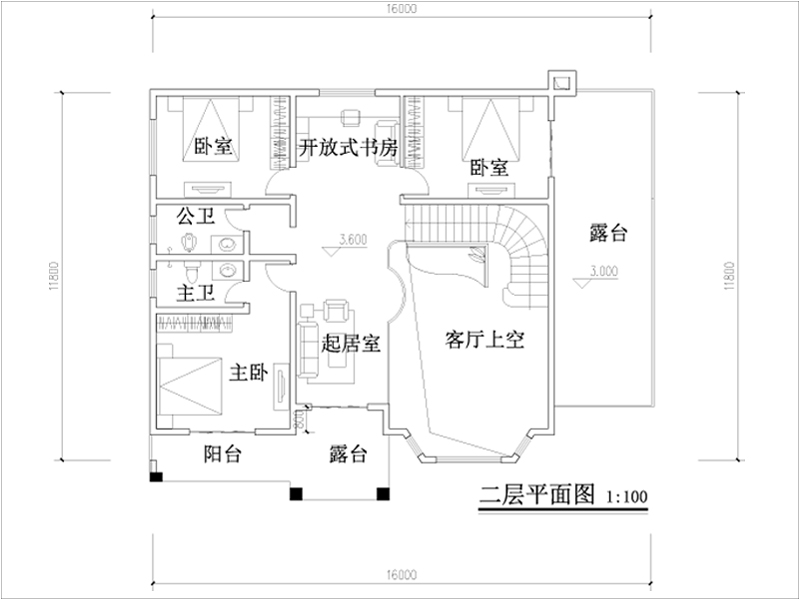 自建房二层平面图