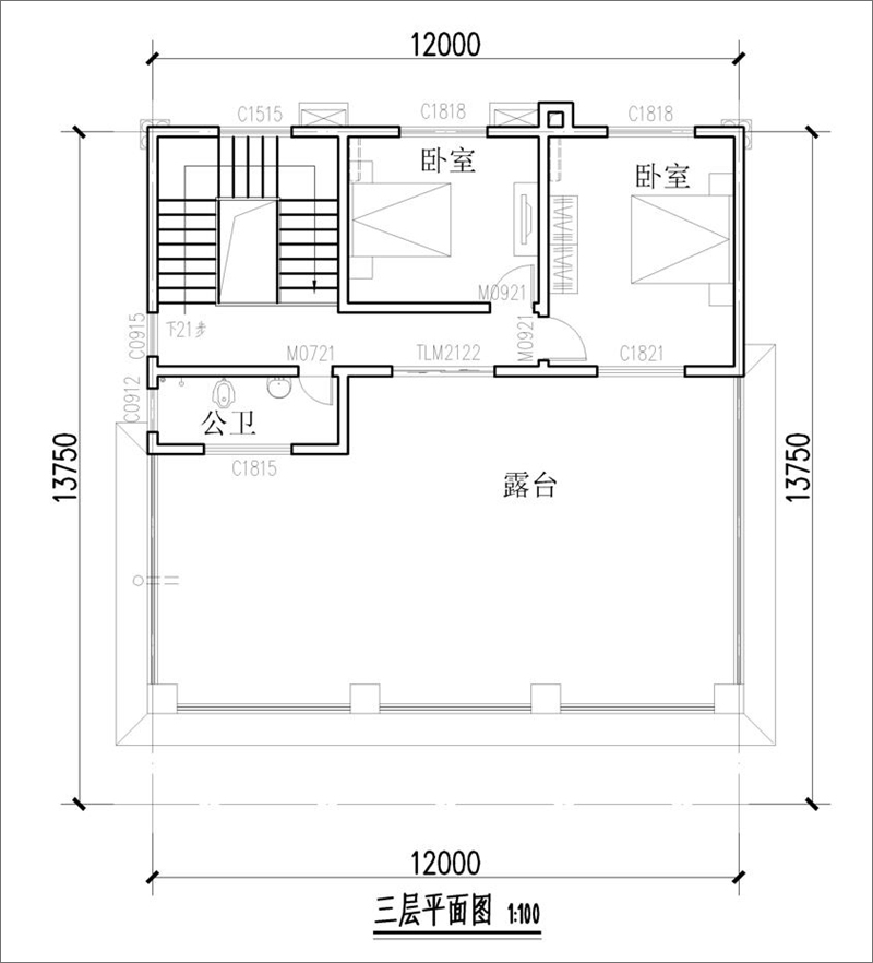 农村40万三层欧式自建别墅设计图纸三层平面布局图