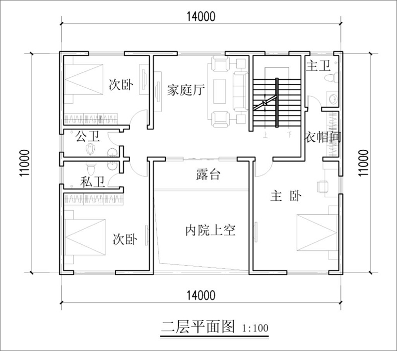 农村三层中式自建房设计图纸二层平面设计图