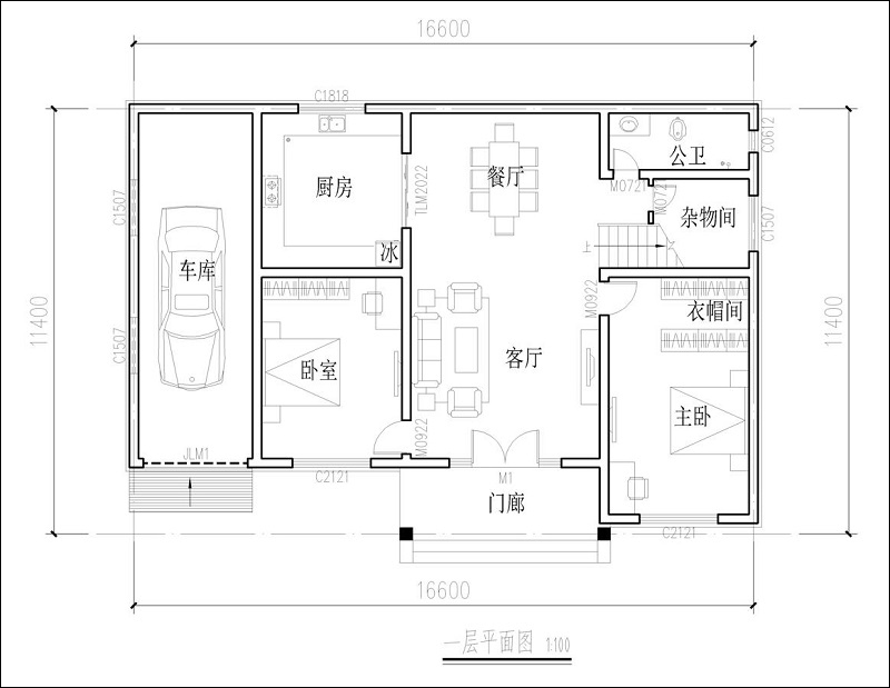 乡村自建房屋一层平面图
