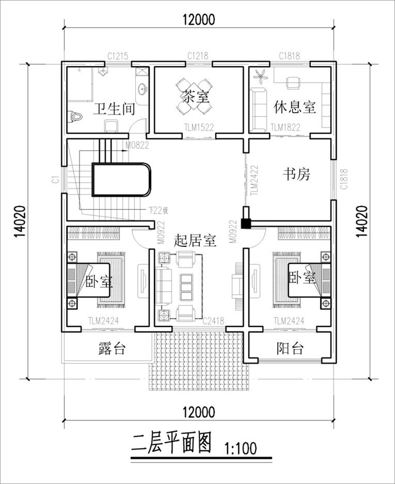 二层自建房平面图