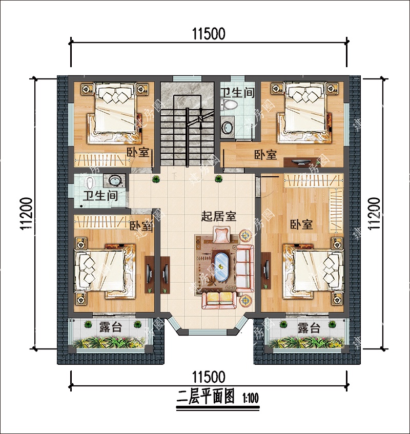 自建房二层平面图