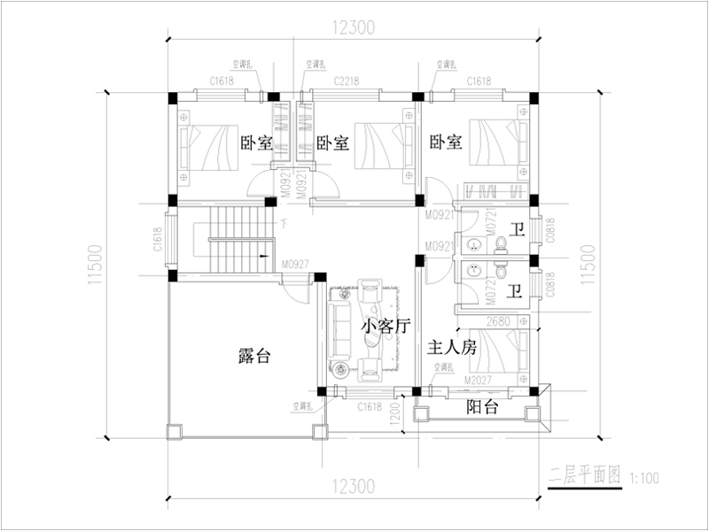 二层盖房平面图