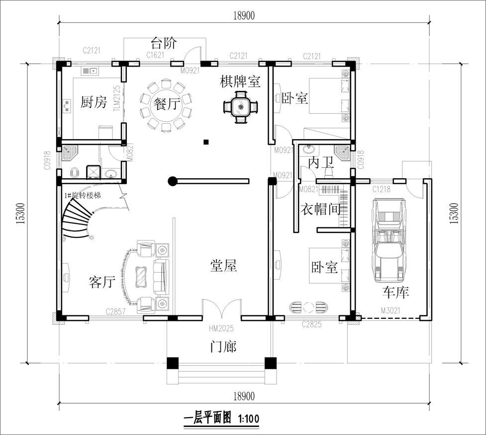 三层欧式别墅一层户型图