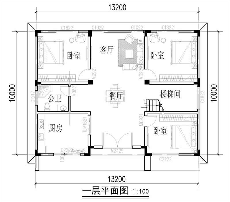 农村小型框架别墅设计平面图
