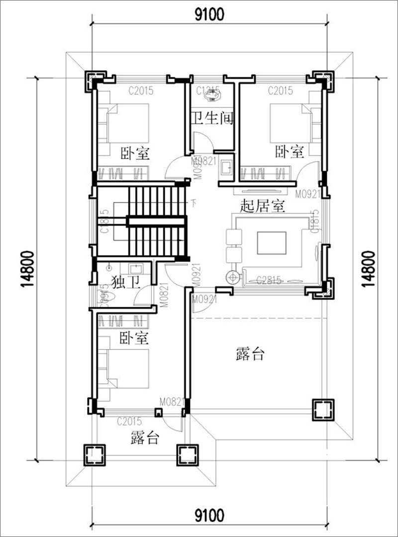 欧式别墅三层设计图