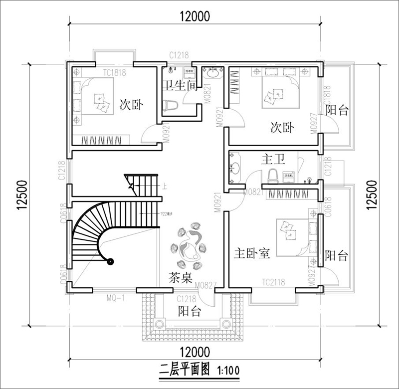 农村别墅自建房二层户型图