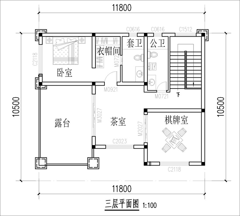 欧式自建别墅三层平面图