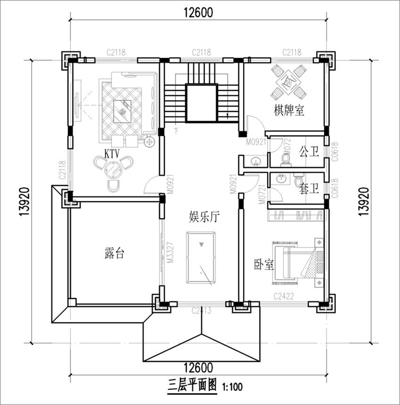 农村自建别墅三层户型图