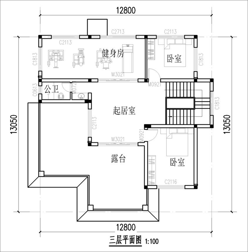 农村别墅三层平面图