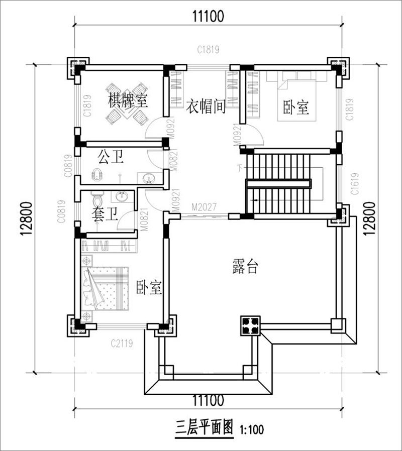 乡下自建三层楼房平面图