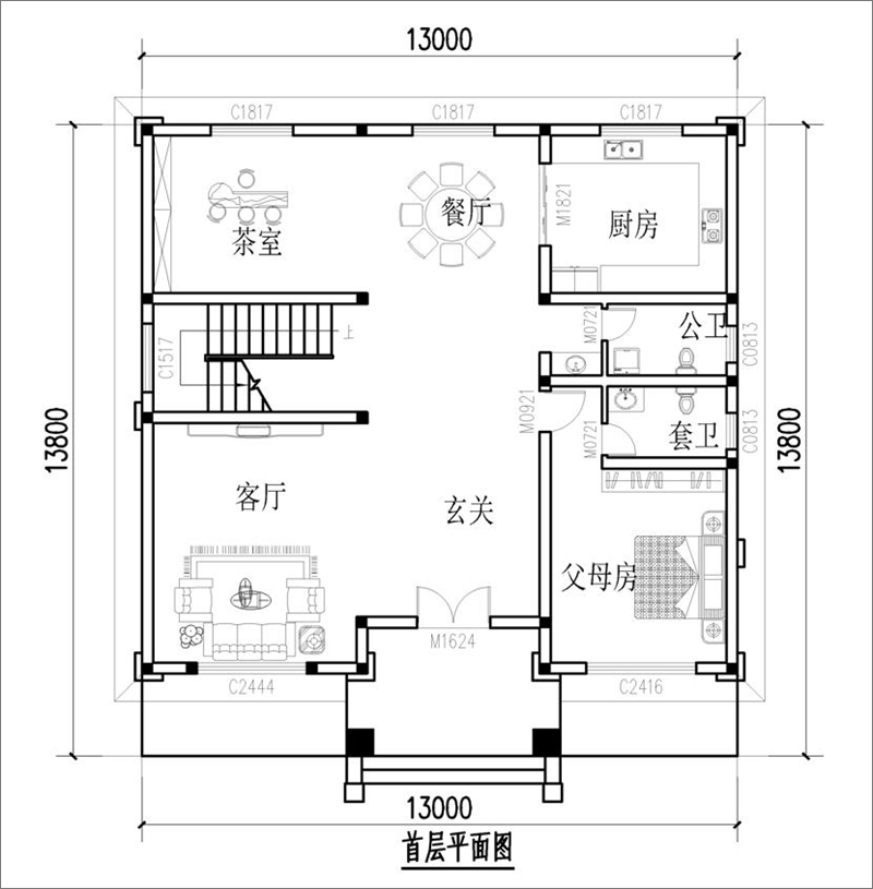 新款别墅一层平面图