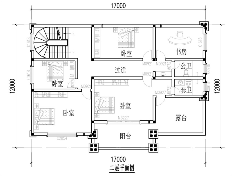 农村别墅二层半户型图